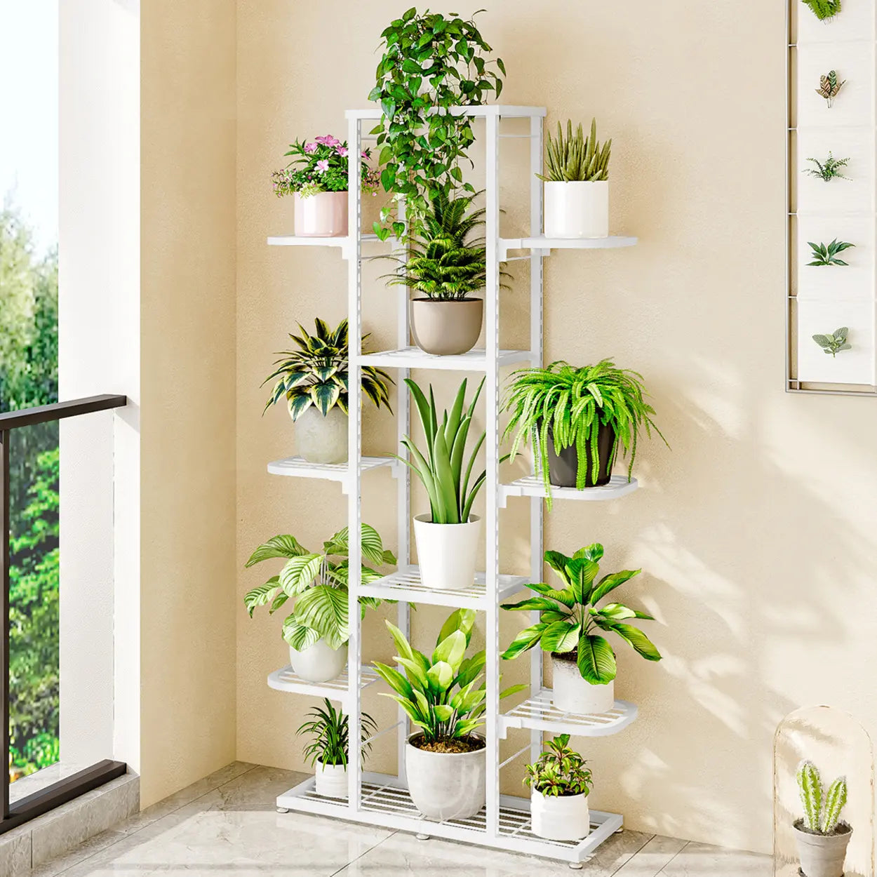 Modern White Multi-Level Metal Plant Stand