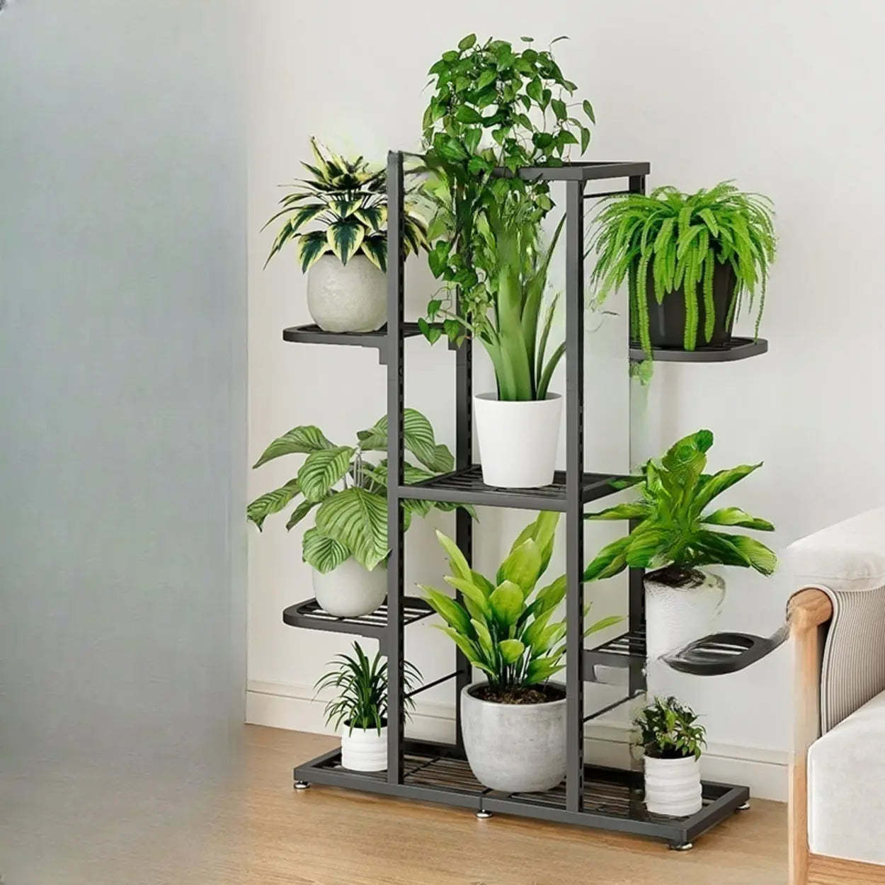 Modern White Multi-Level Metal Plant Stand