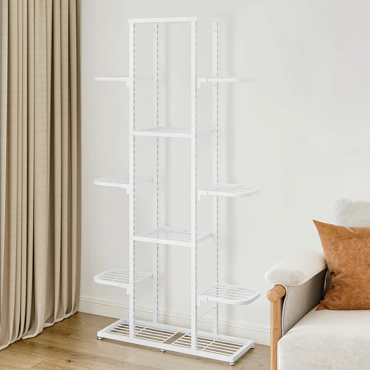 Modern White Multi-Level Metal Plant Stand — White