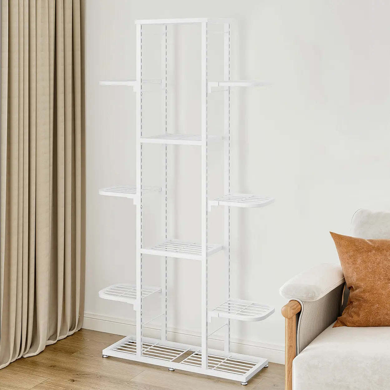 Modern White Multi-Level Metal Plant Stand — White