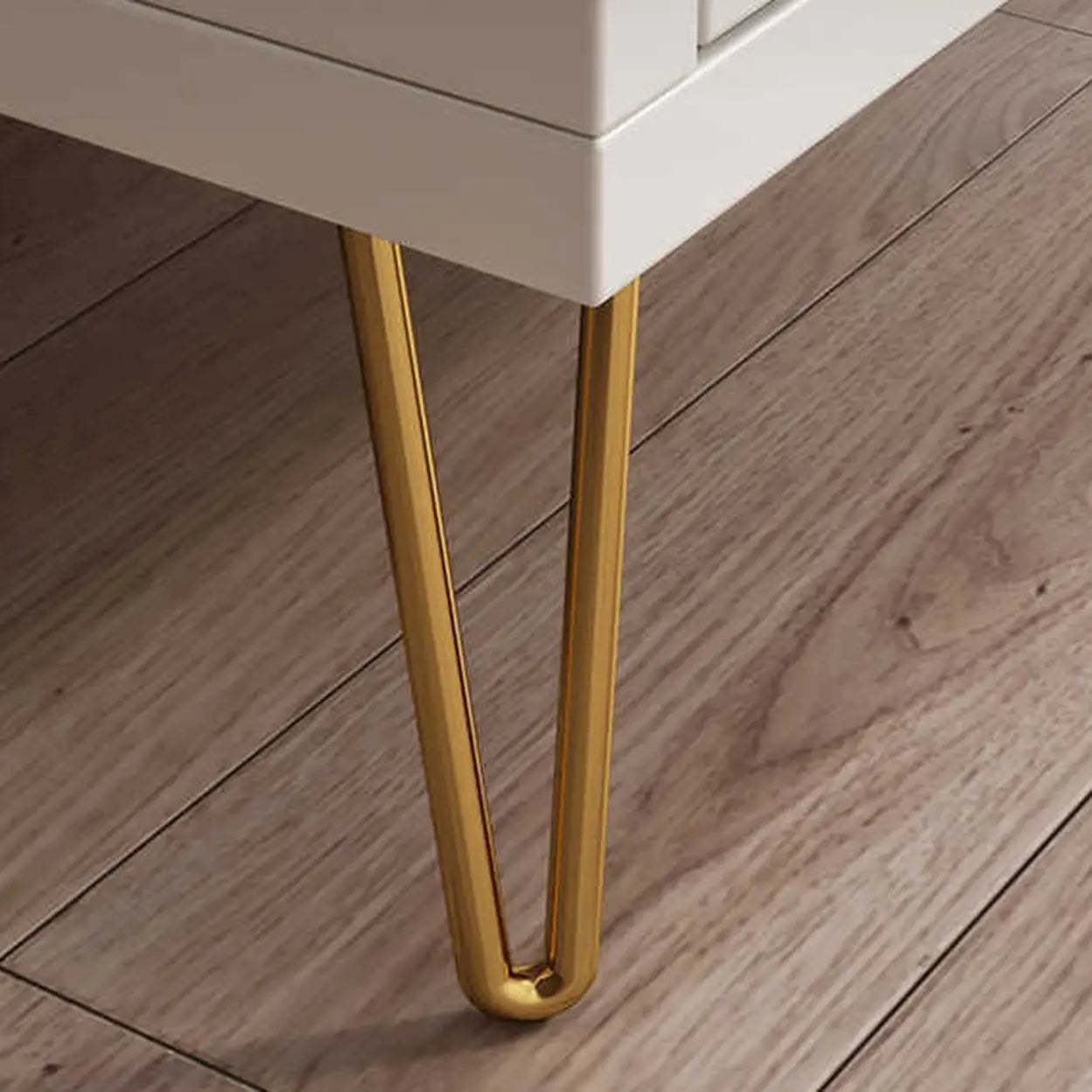 Modern White Nightstand with Gold Legs