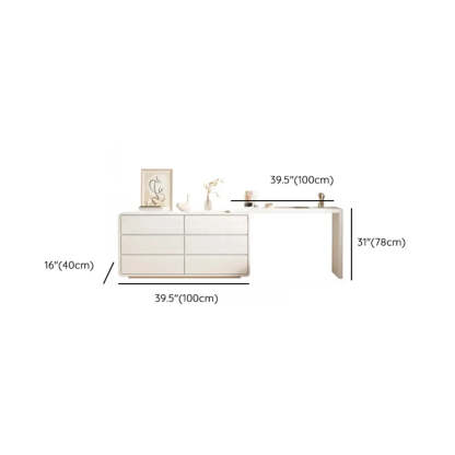 Modern White Polymer Mirror Drawer Sliding Vanity Set