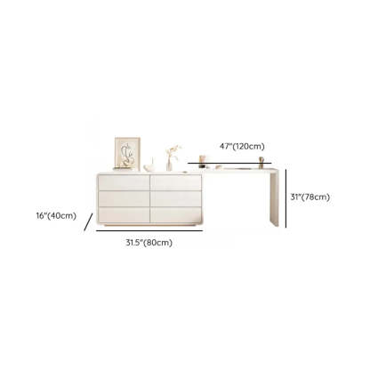 Modern White Polymer Mirror Drawer Sliding Vanity Set