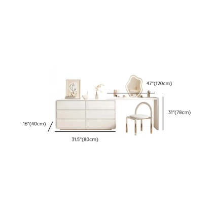 Modern White Polymer Mirror Drawer Sliding Vanity Set