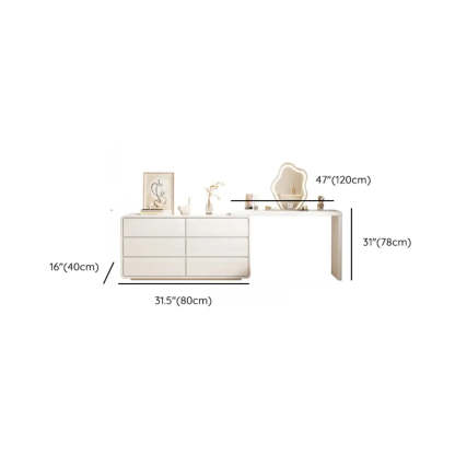 Modern White Polymer Mirror Drawer Sliding Vanity Set