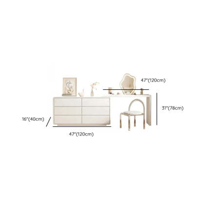Modern White Polymer Mirror Drawer Sliding Vanity Set