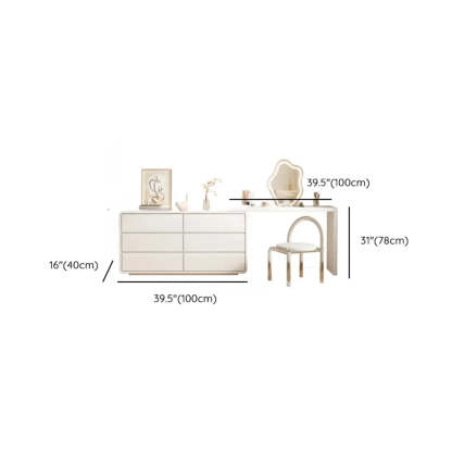 Modern White Polymer Mirror Drawer Sliding Vanity Set