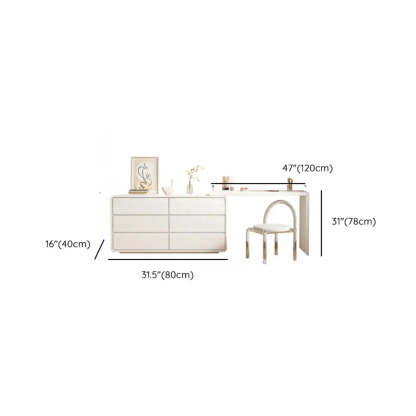 Modern White Polymer Mirror Drawer Sliding Vanity Set