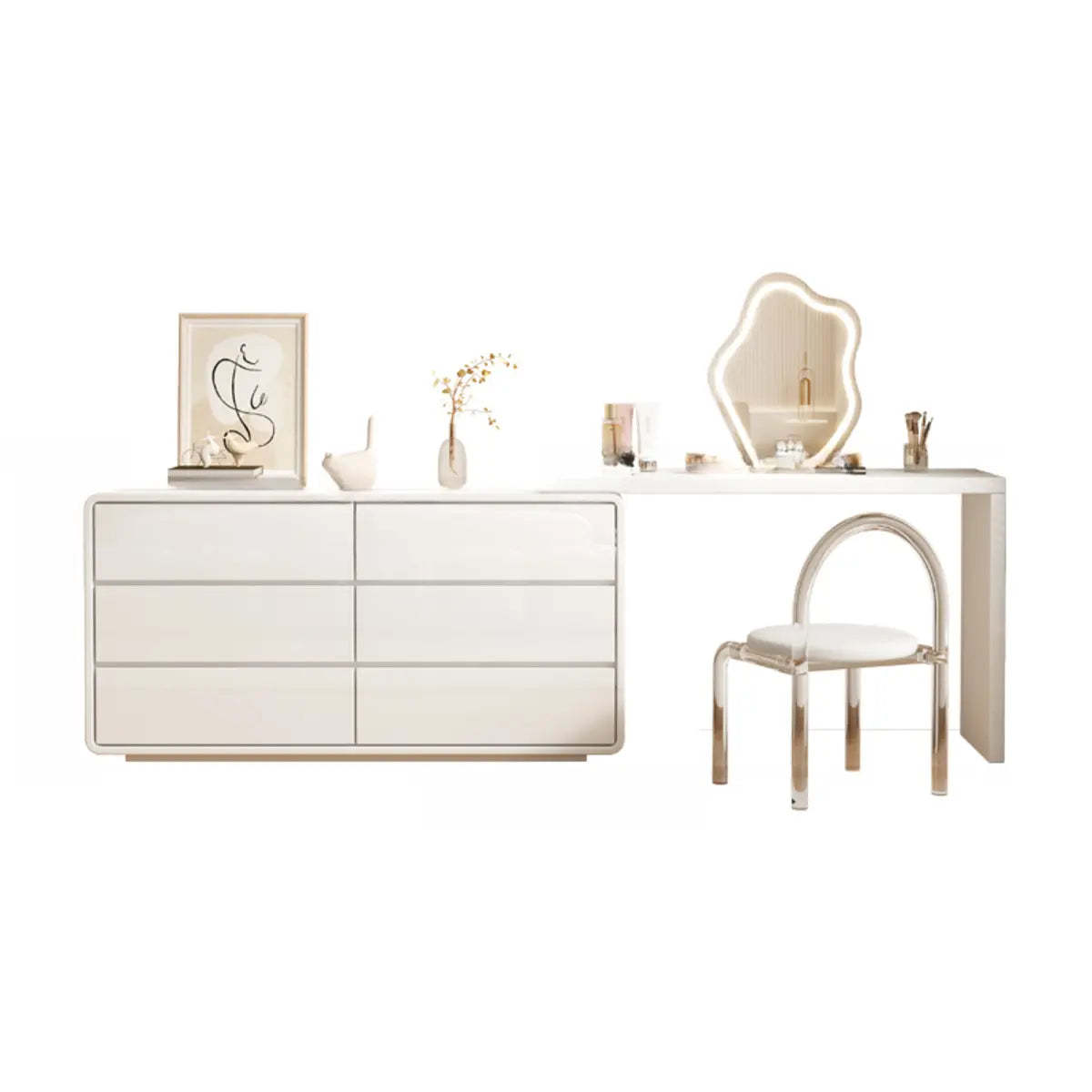White wood vanity sliding makeup vanities - modern