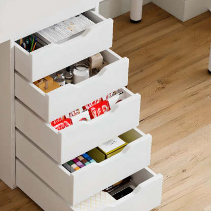 Modern White Soft-Close Drawer Computer Desk — Without Chairs