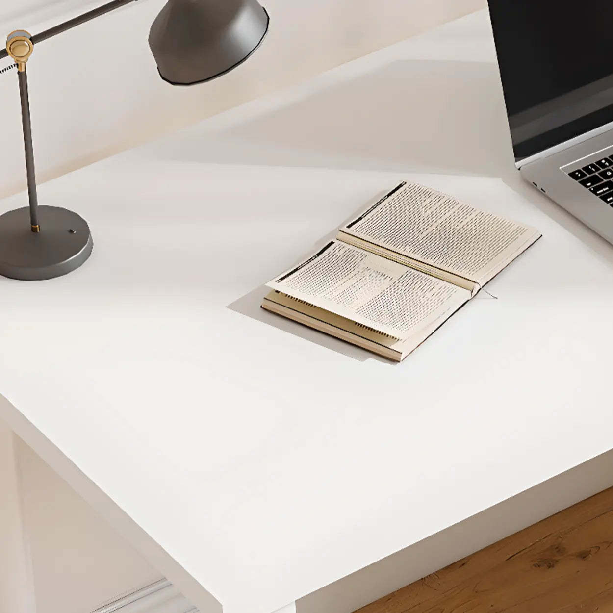 Modern White Soft-Close Drawer Computer Desk — Without Chairs