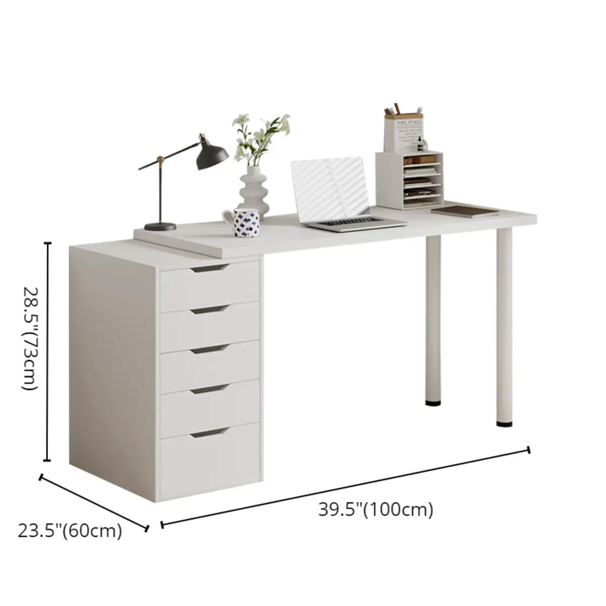 Modern White Soft-Close Drawer Computer Desk