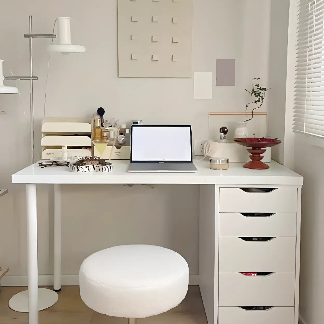 Modern White Soft-Close Drawer Computer Desk — Without Chairs