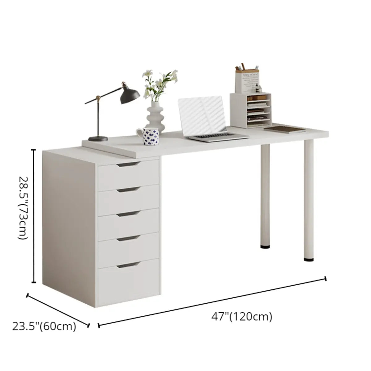 Modern White Soft-Close Drawer Computer Desk
