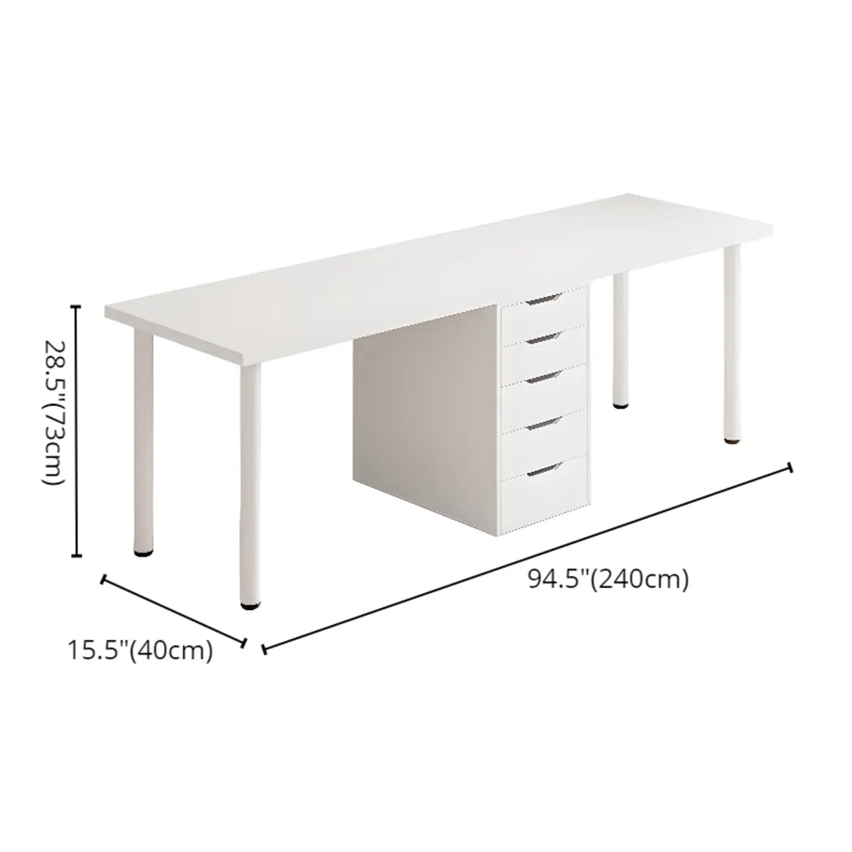 Modern White Soft-Close Drawer Computer Desk