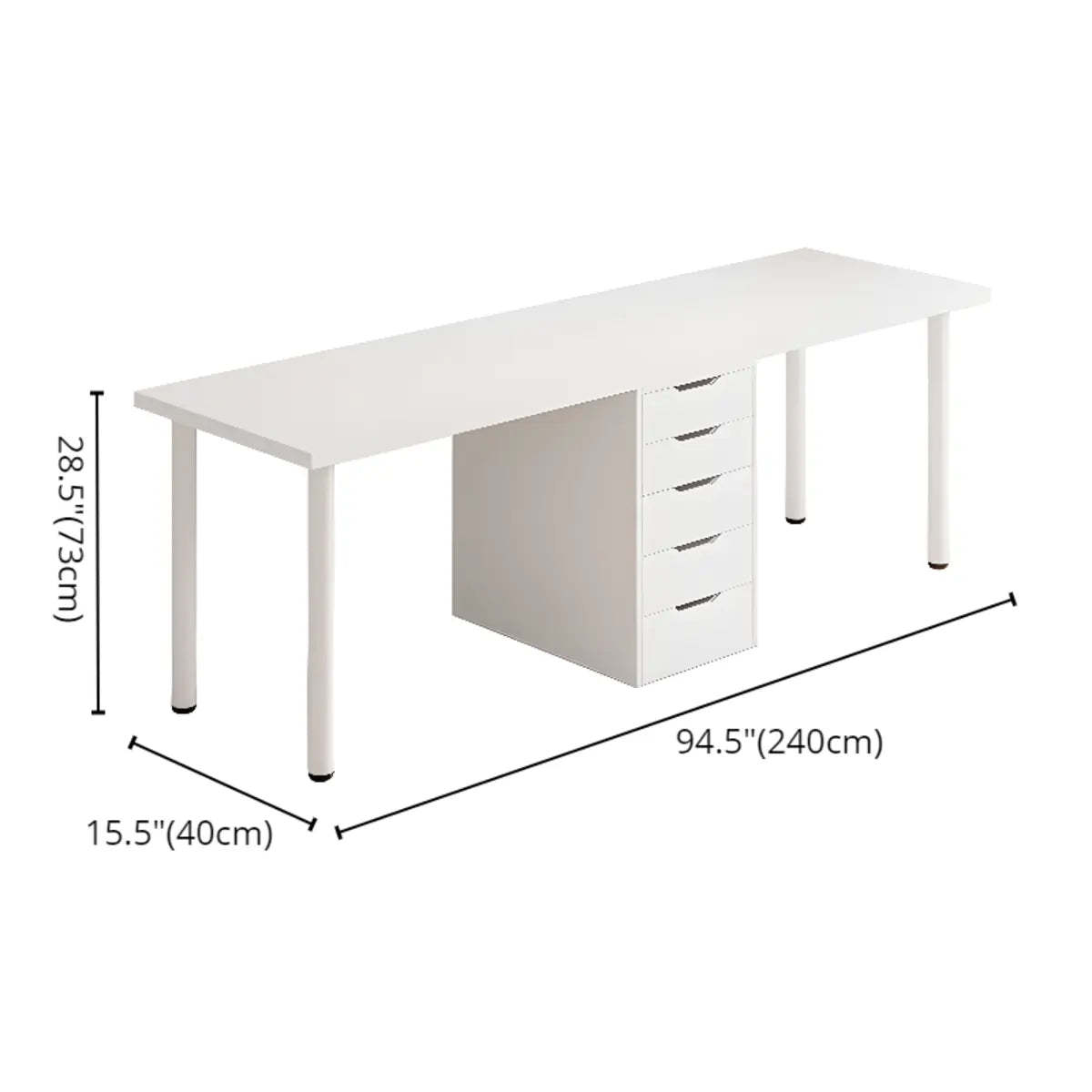 Modern White Soft-Close Drawer Computer Desk