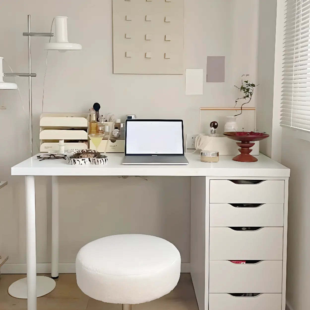 Modern White Soft-Close Drawer Computer Desk — Without Chairs