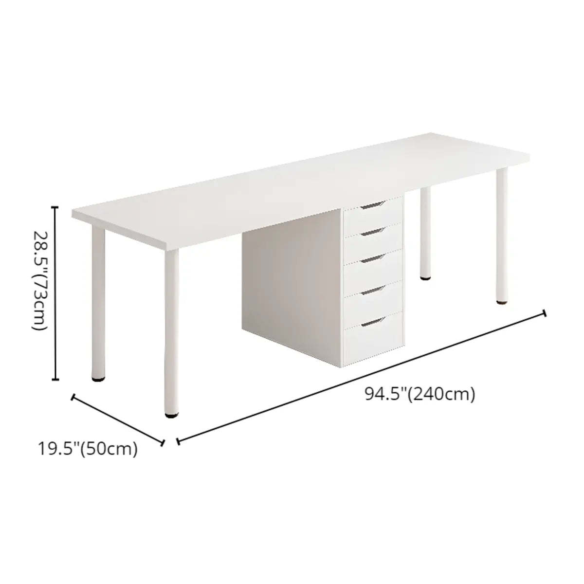 Modern White Soft-Close Drawer Computer Desk