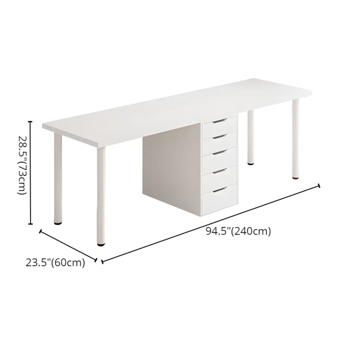 Modern White Soft-Close Drawer Computer Desk