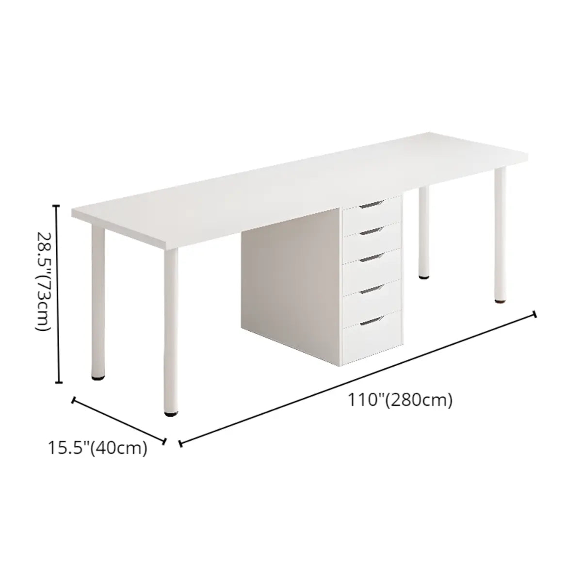 Modern White Soft-Close Drawer Computer Desk