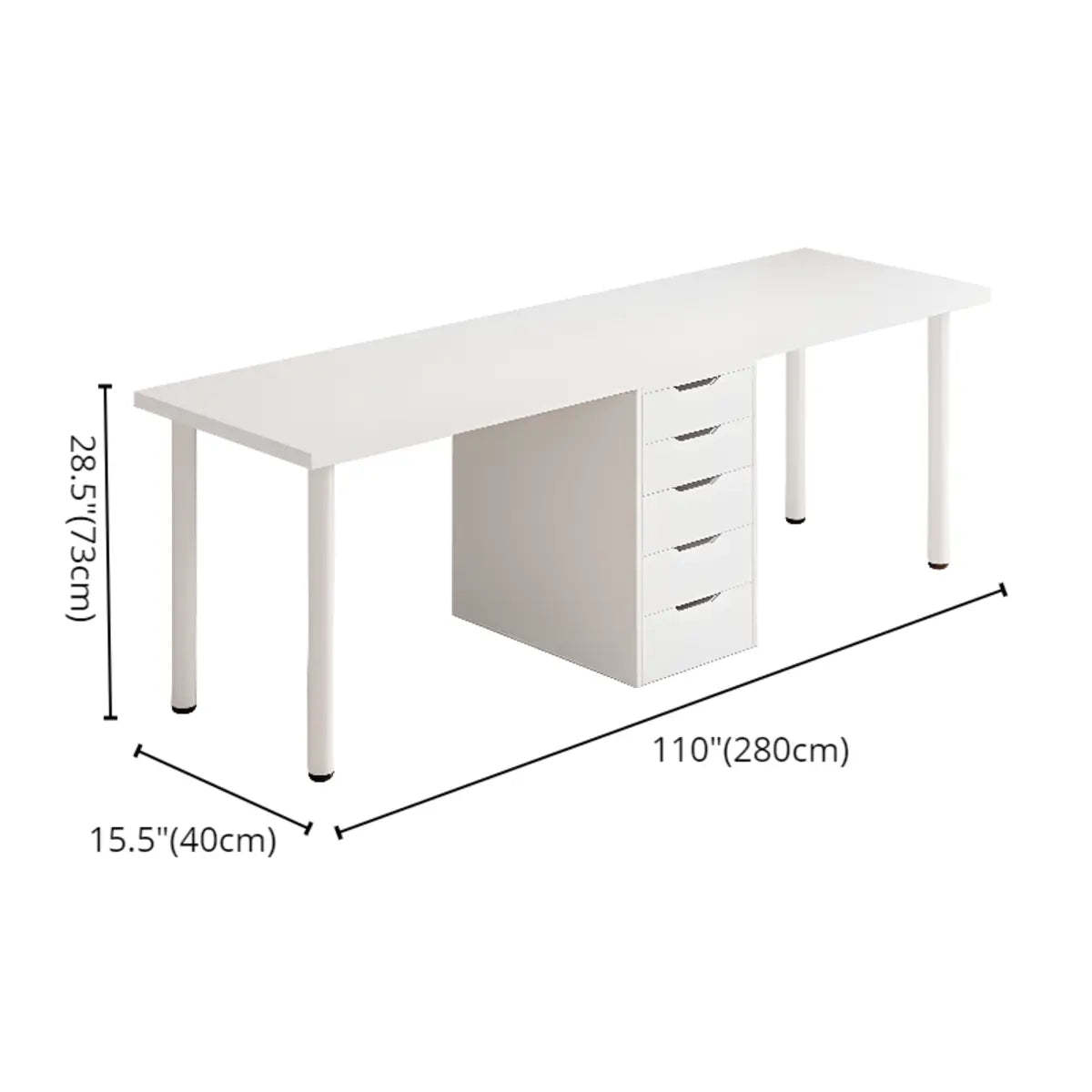 Modern White Soft-Close Drawer Computer Desk
