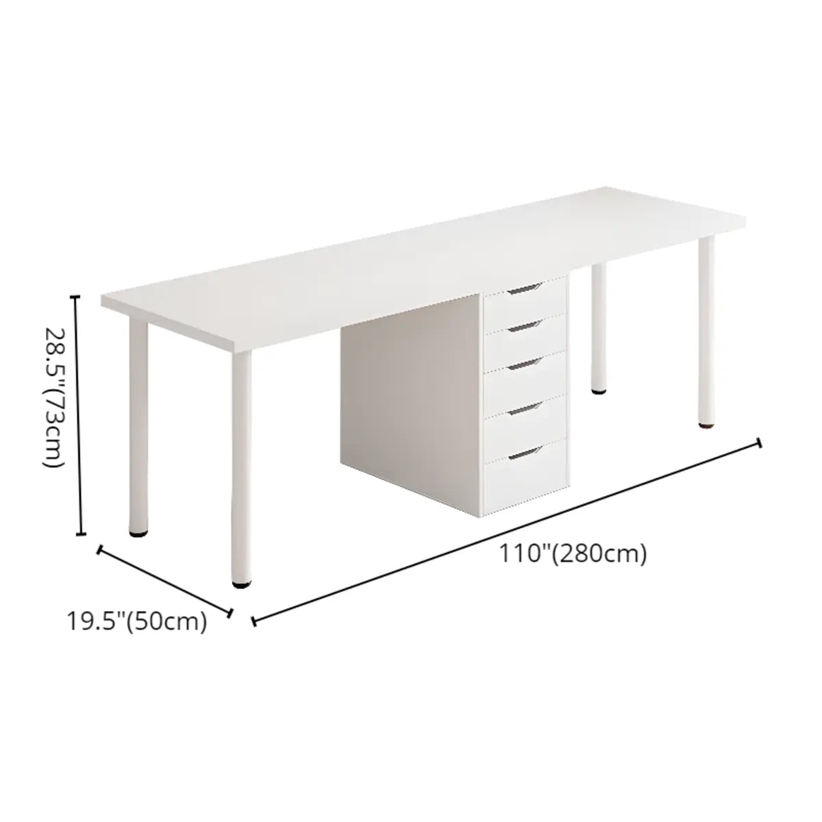 Modern White Soft-Close Drawer Computer Desk