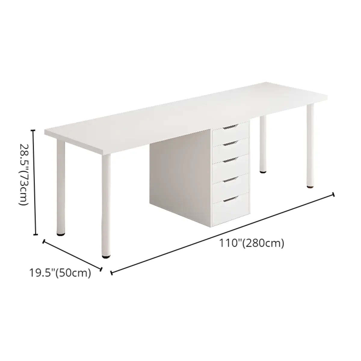 Modern White Soft-Close Drawer Computer Desk