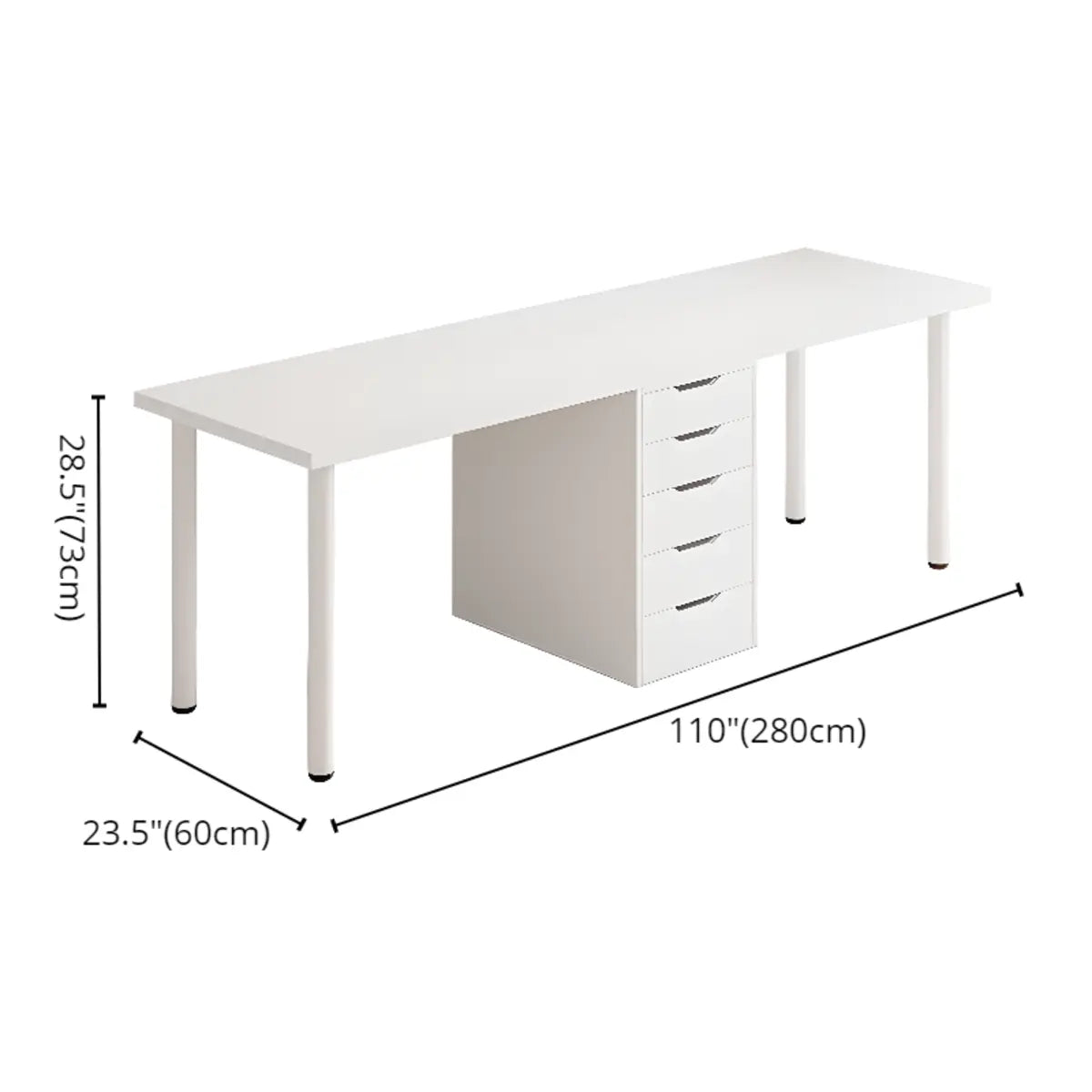 Modern White Soft-Close Drawer Computer Desk