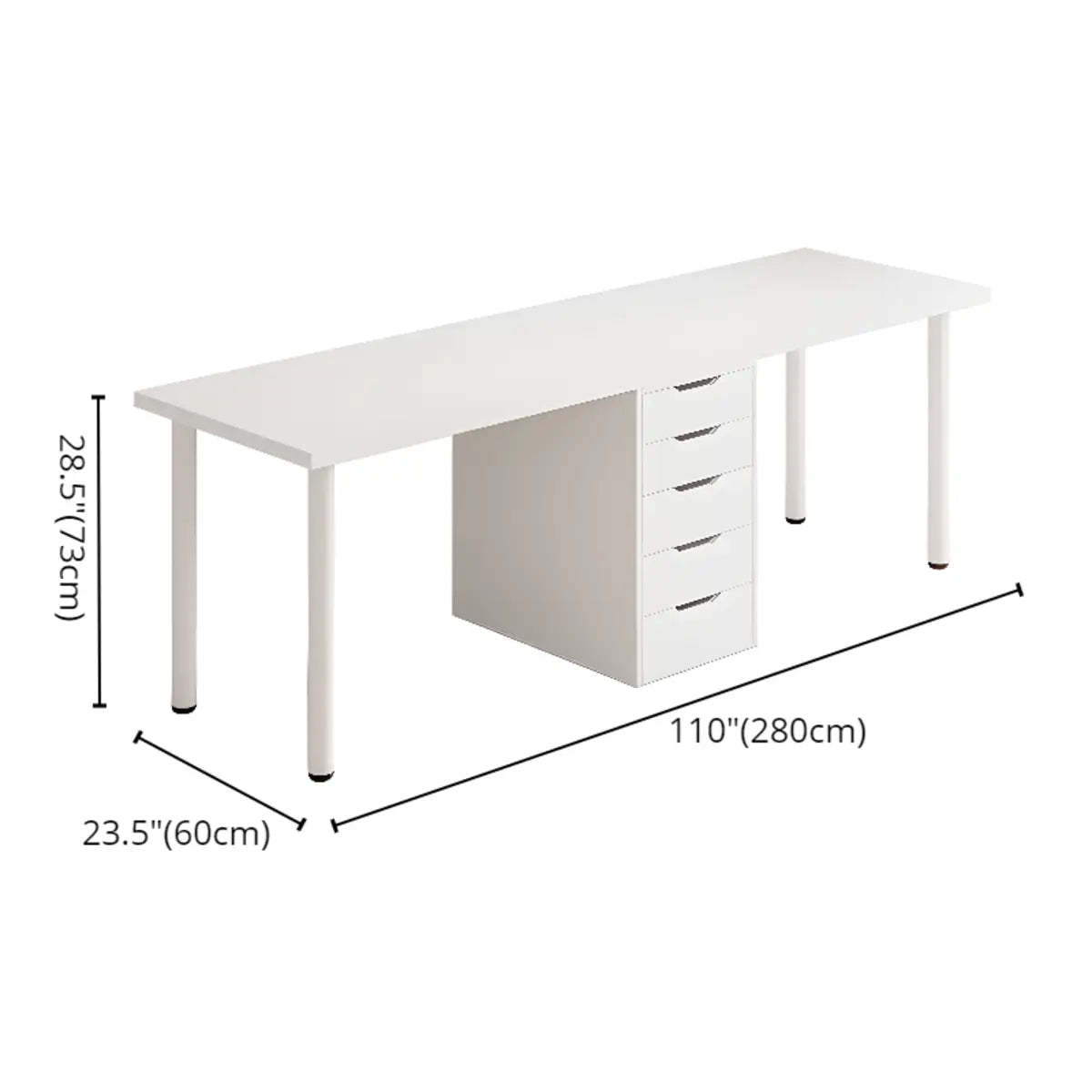 Modern White Soft-Close Drawer Computer Desk