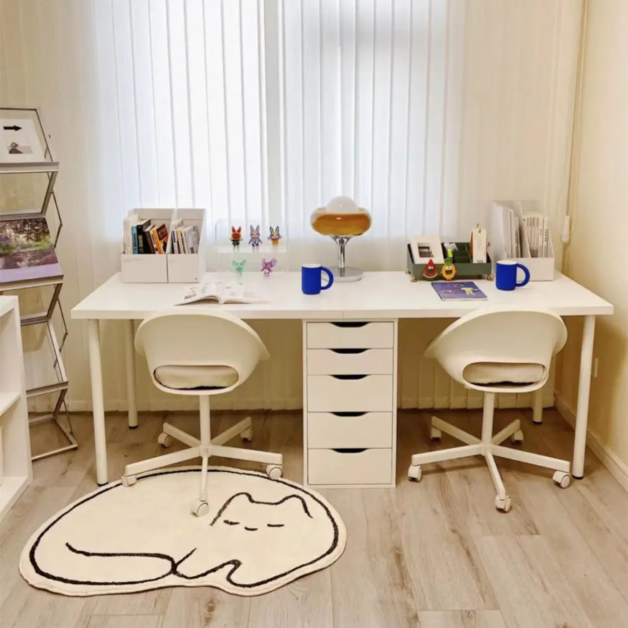 Modern White Soft-Close Drawer Computer Desk — Without Chairs