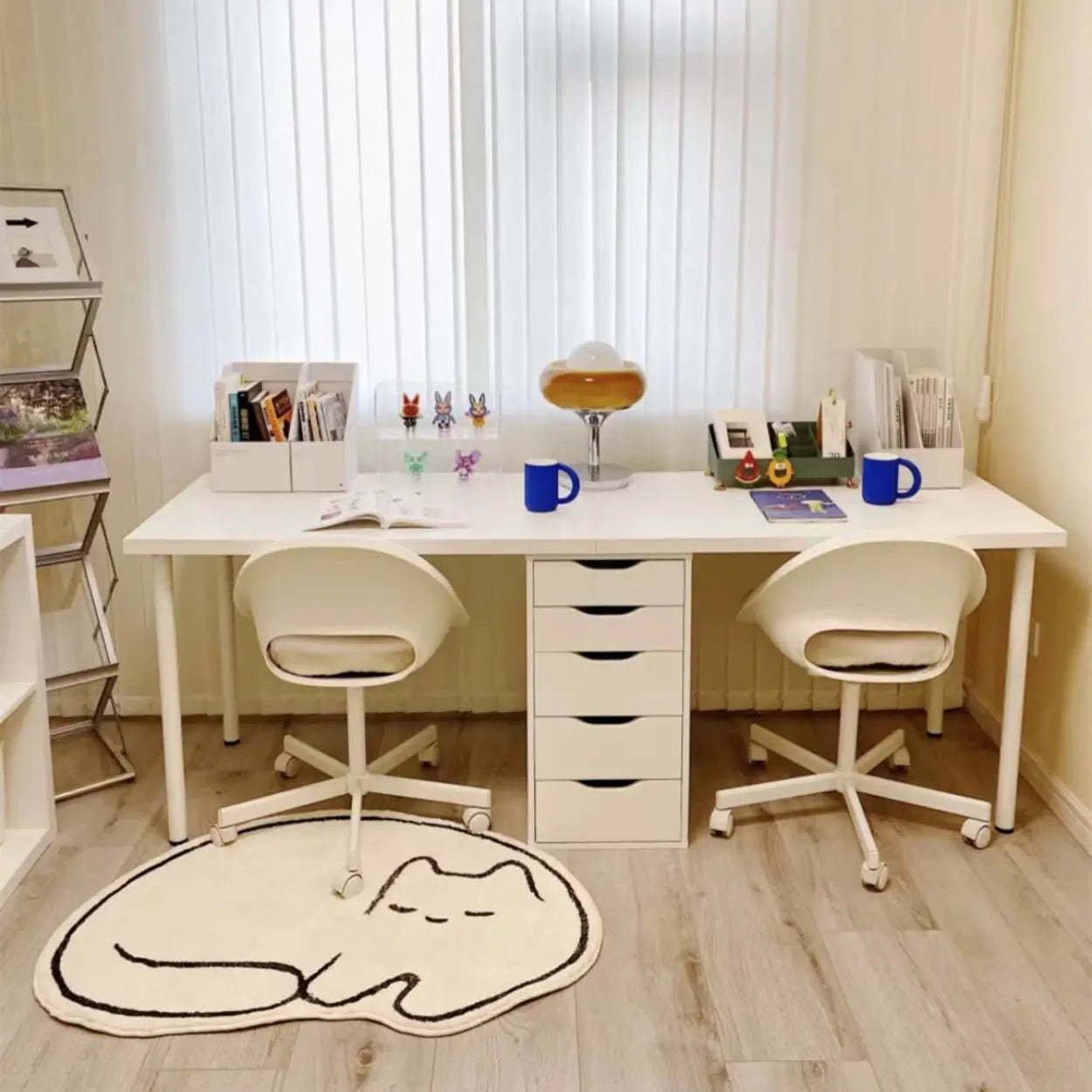 Modern White Soft-Close Drawer Computer Desk — Without Chairs