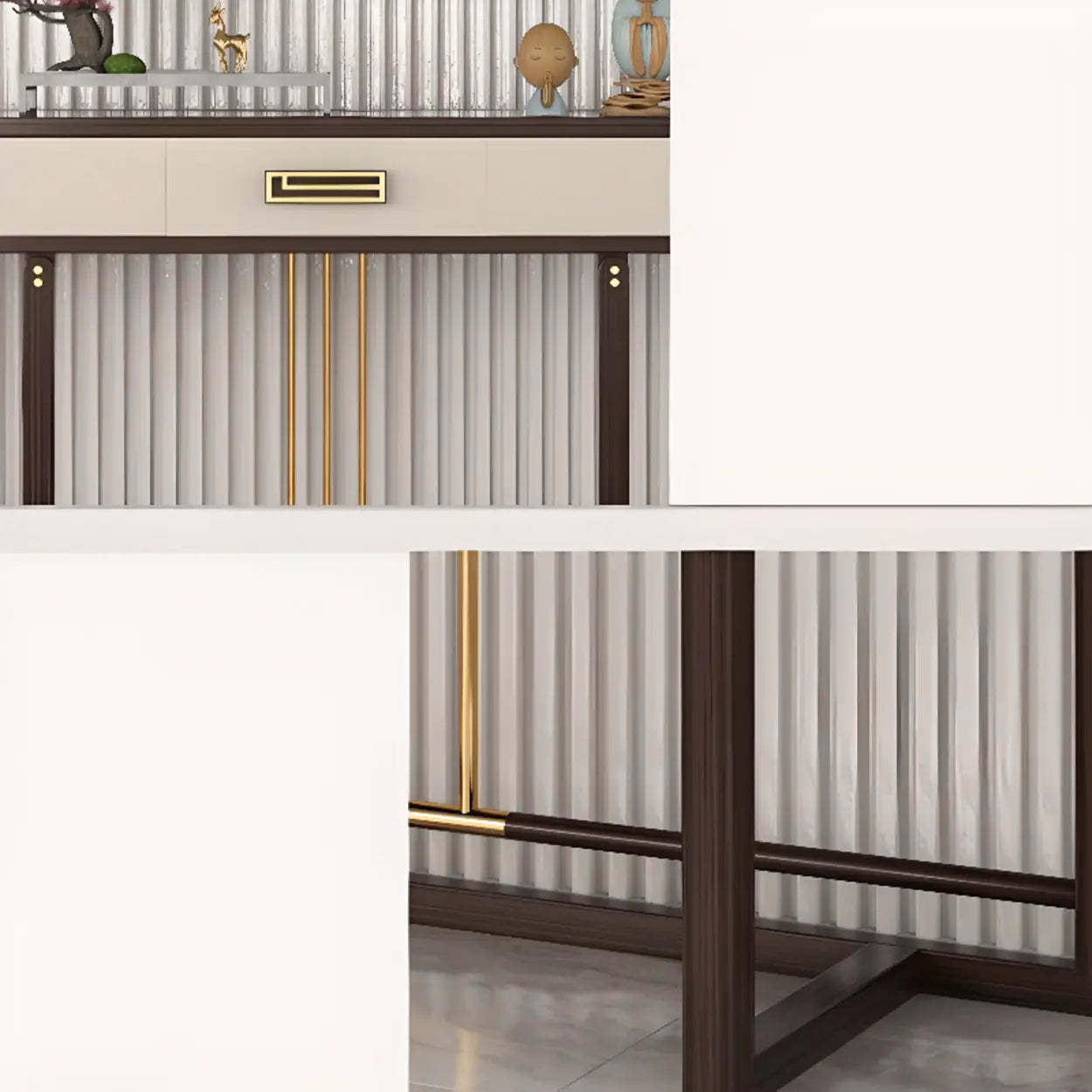 Modern White Rectangular Marble Console Table with Drawer