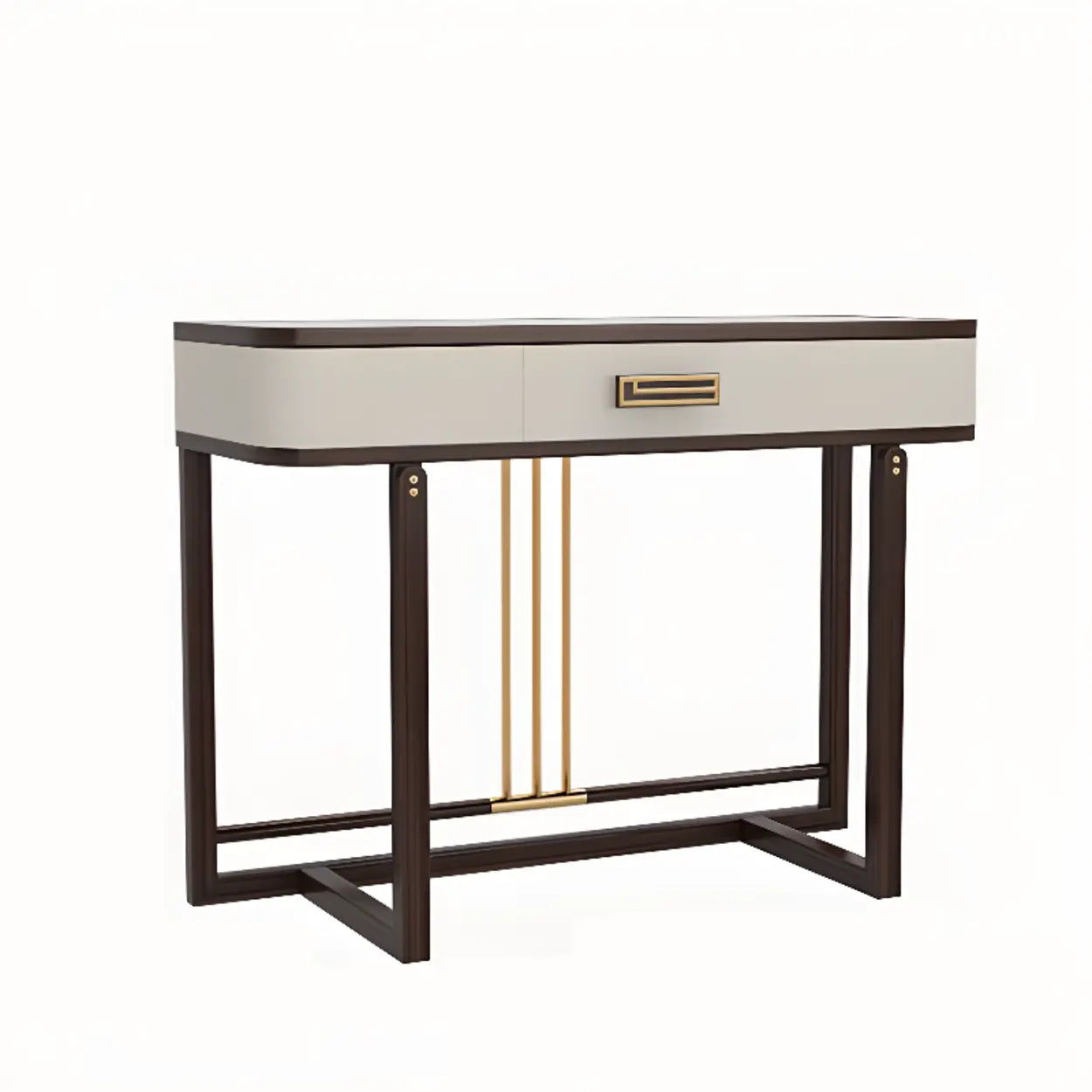 Modern White Rectangular Marble Console Table with Drawer
