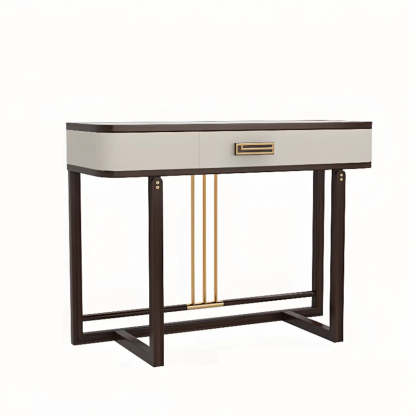 Modern White Rectangular Marble Console Table with Drawer