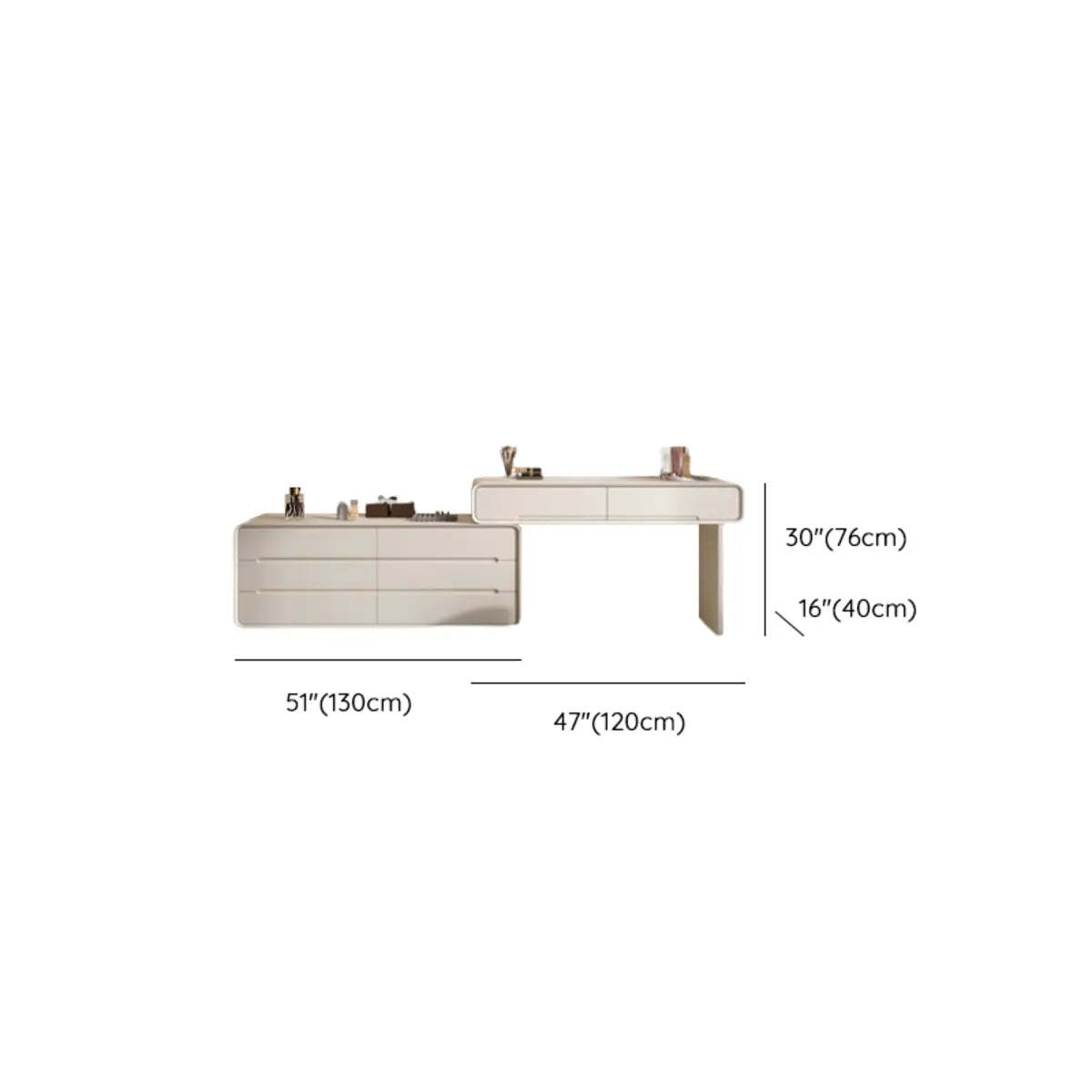 Modern White Scalable Makeup Vanity with Drawers