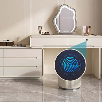 Modern White Scalable Makeup Vanity with Drawers — White / Fingerprint Lock