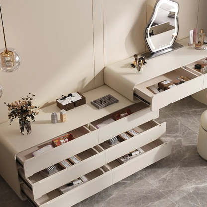 Modern White Scalable Makeup Vanity with Drawers — White / Normal