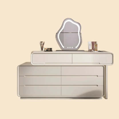 Modern White Scalable Makeup Vanity with Drawers — Morandi Gray / Fingerprint Lock