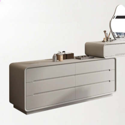 Modern White Scalable Makeup Vanity with Drawers — Morandi Gray / Normal