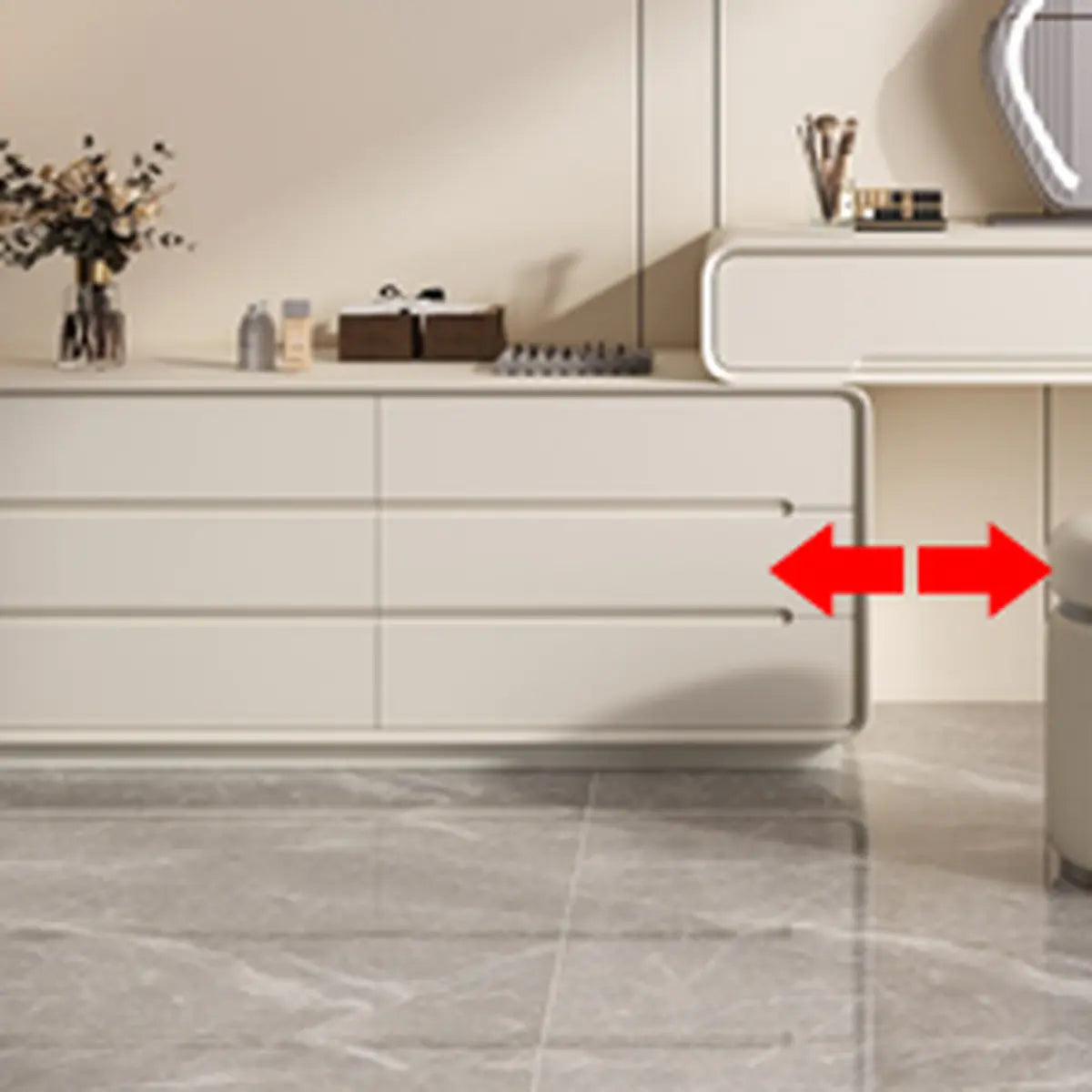 Modern White Scalable Makeup Vanity with Drawers — White / Fingerprint Lock