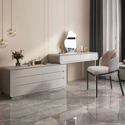Modern White Scalable Makeup Vanity with Drawers — White / Normal