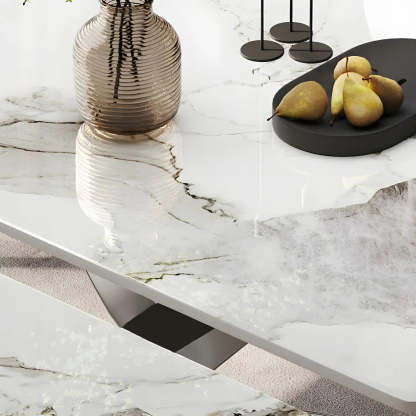 Modern White Round Marble Extendable Dining Table