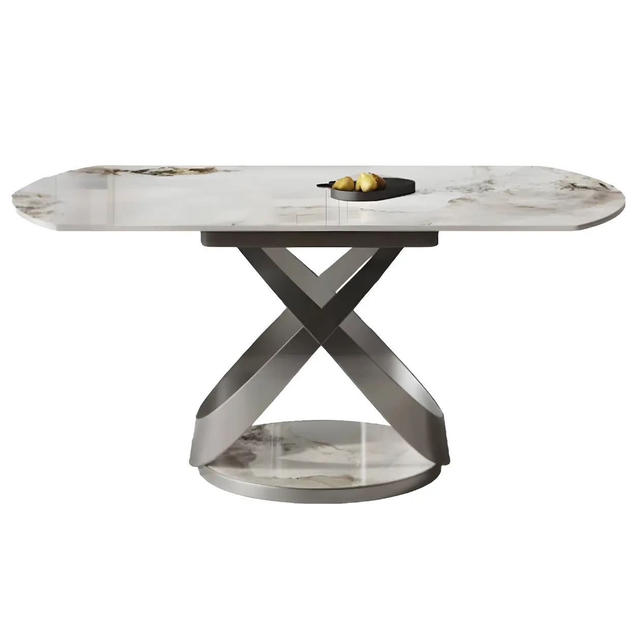 Modern White Round Marble Extendable Dining Table