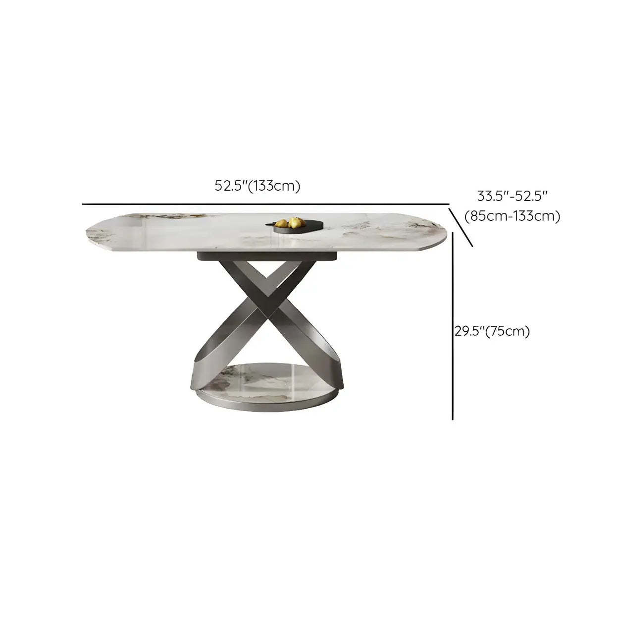 Modern White Round Marble Extendable Dining Table