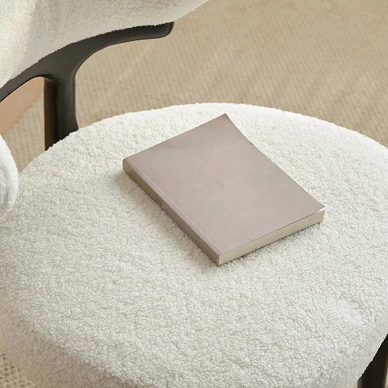 Modern White Sherpa Curved Back Dining Chair