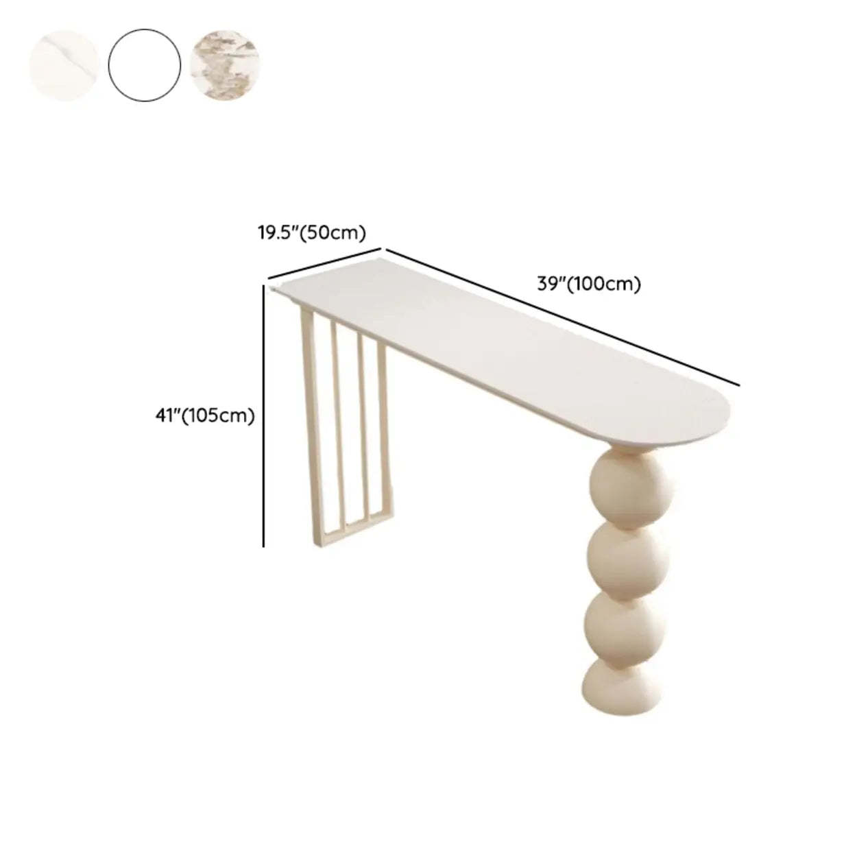 Modern White Stone Oval Ball Pedestal Bar Table — Gloss White / Table Only