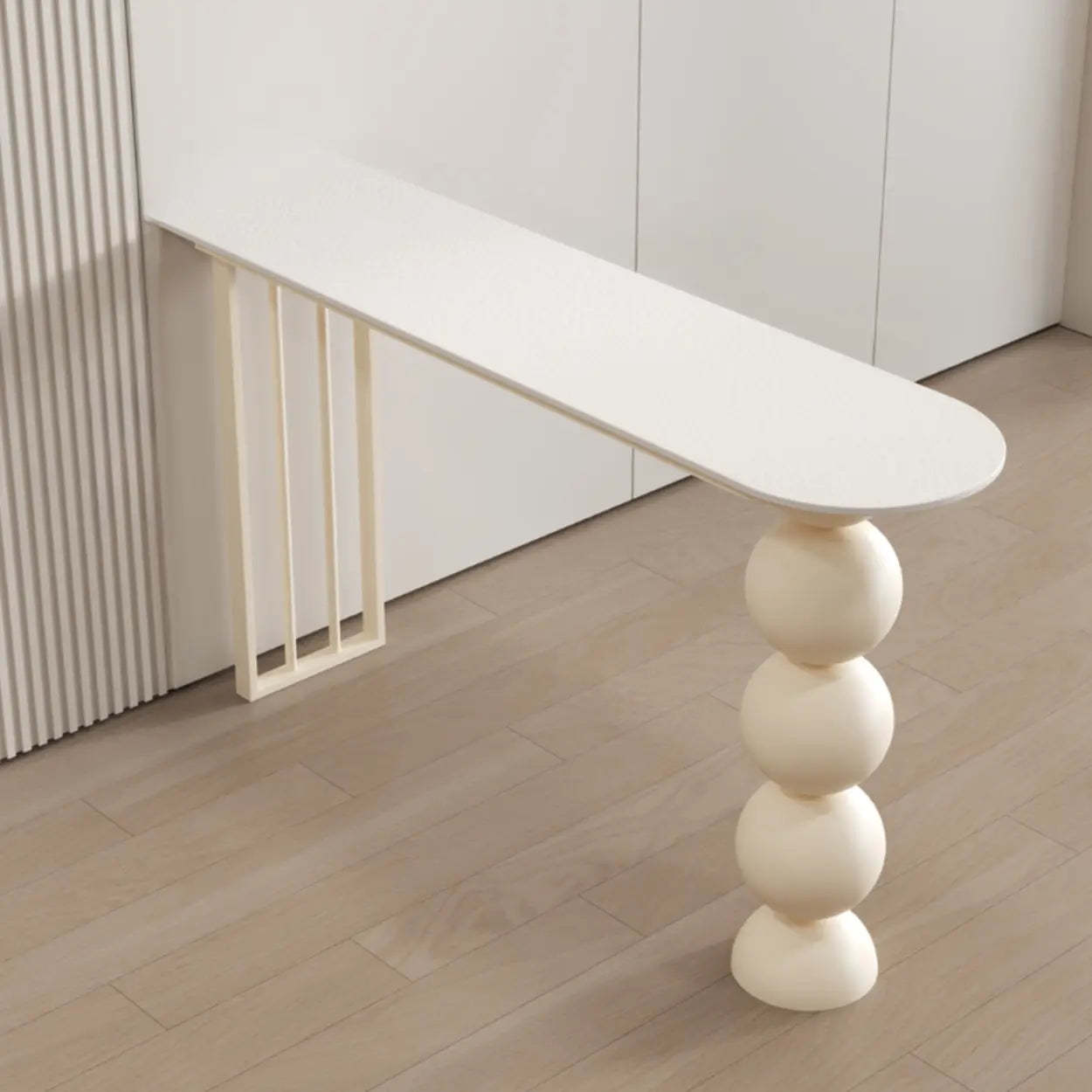 Modern White Stone Oval Ball Pedestal Bar Table — White / Table Only