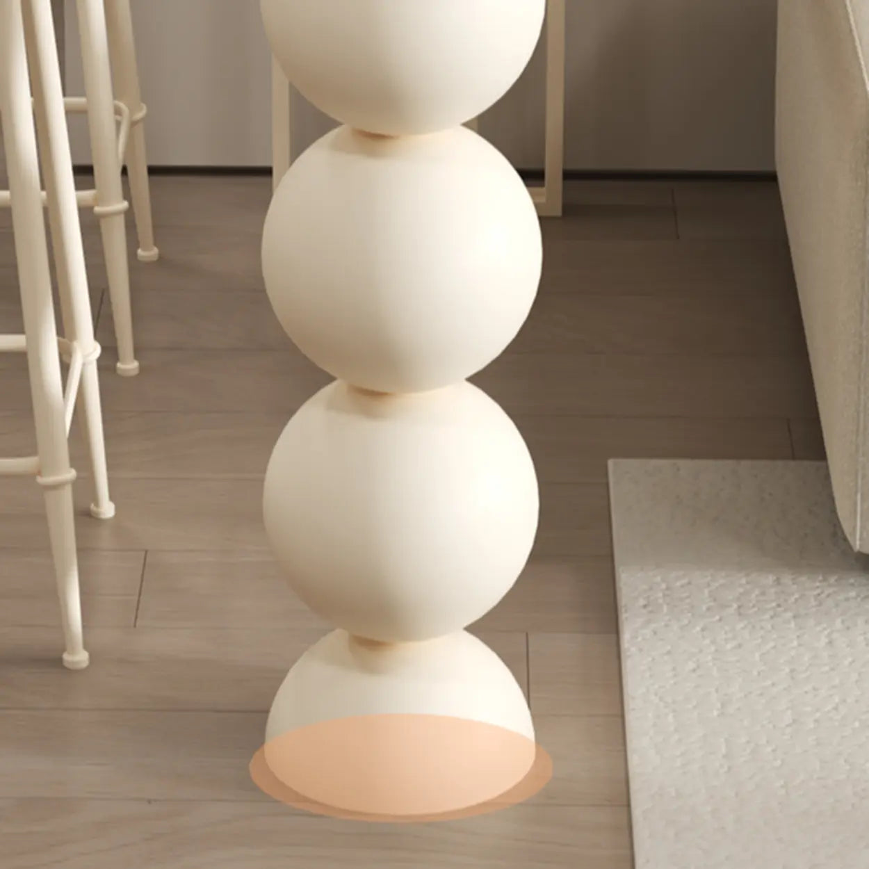 Modern White Stone Oval Ball Pedestal Bar Table — White / Table Only