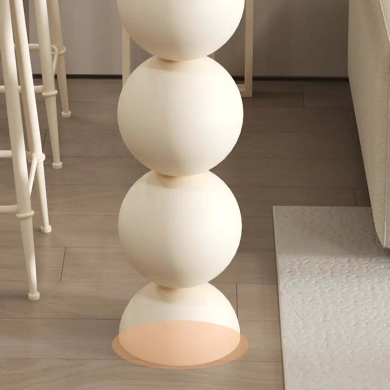 Modern White Stone Oval Ball Pedestal Bar Table — White / Table Only