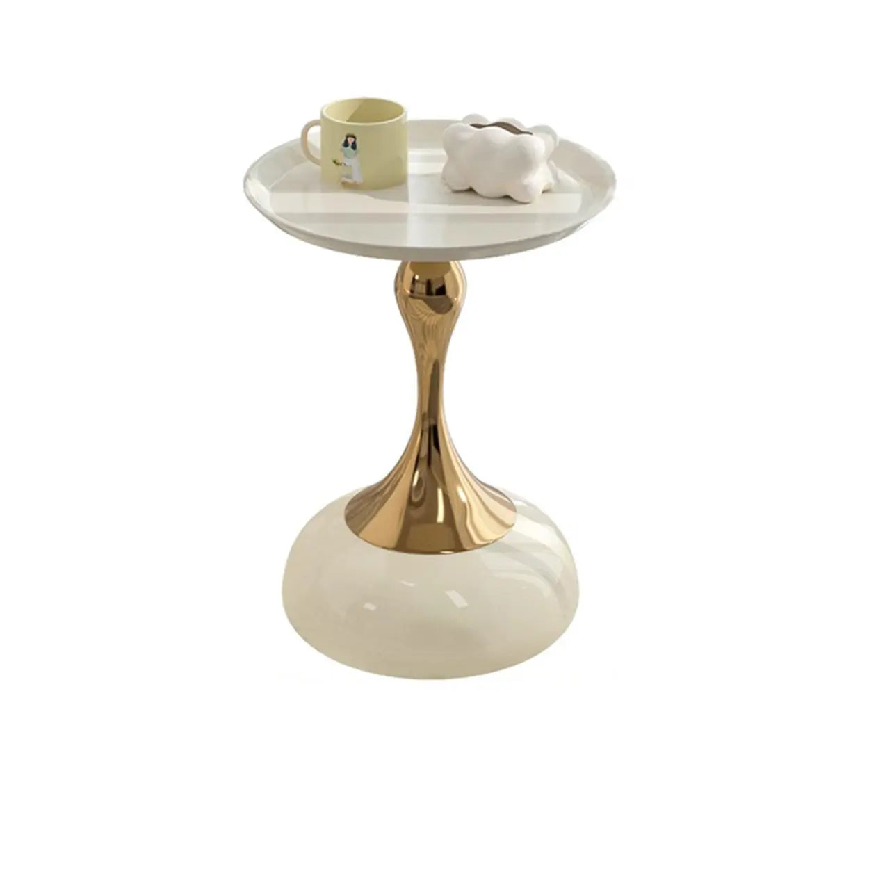 Modern White Metal Tray Pedestal Side Table